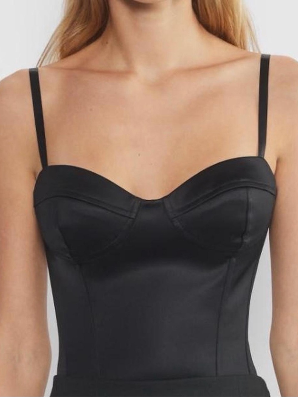 Wilfred Black Satin Bustier Bandeau with Straps